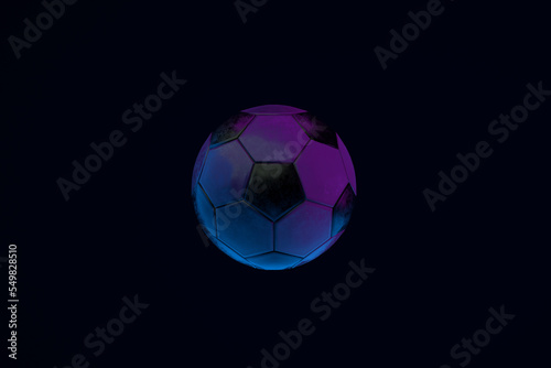 neon soccer ball over dark background  3d render