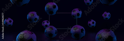 soccer balls composition for score  3d render  panoramic image