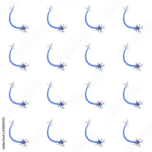 Neuron pattern for neurodegenerative diseases concept. Axon nerve cell and myelin sheath icon. Human brain stimulation. Neuroplasticity and cognition. Medical vector illustration.
