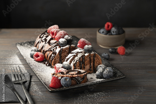 French Christmas Chocolate Roll Boucher de Noel