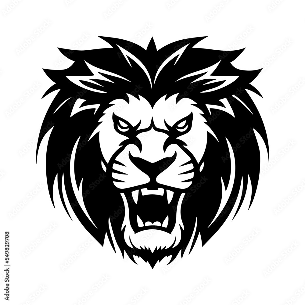 lion mascot logo , wildlife lion , black and white lion 