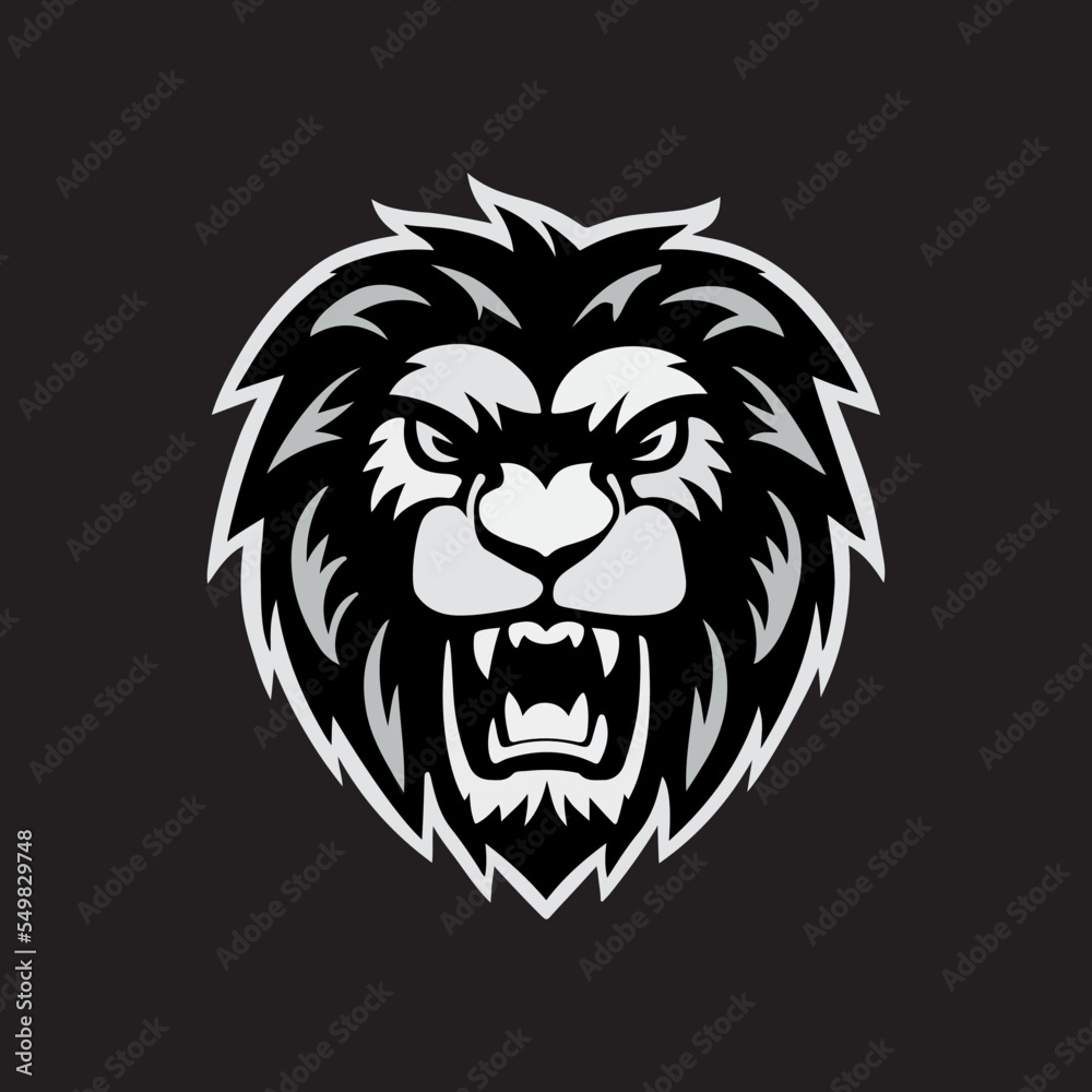 lion mascot logo , wildlife lion , black and white lion 