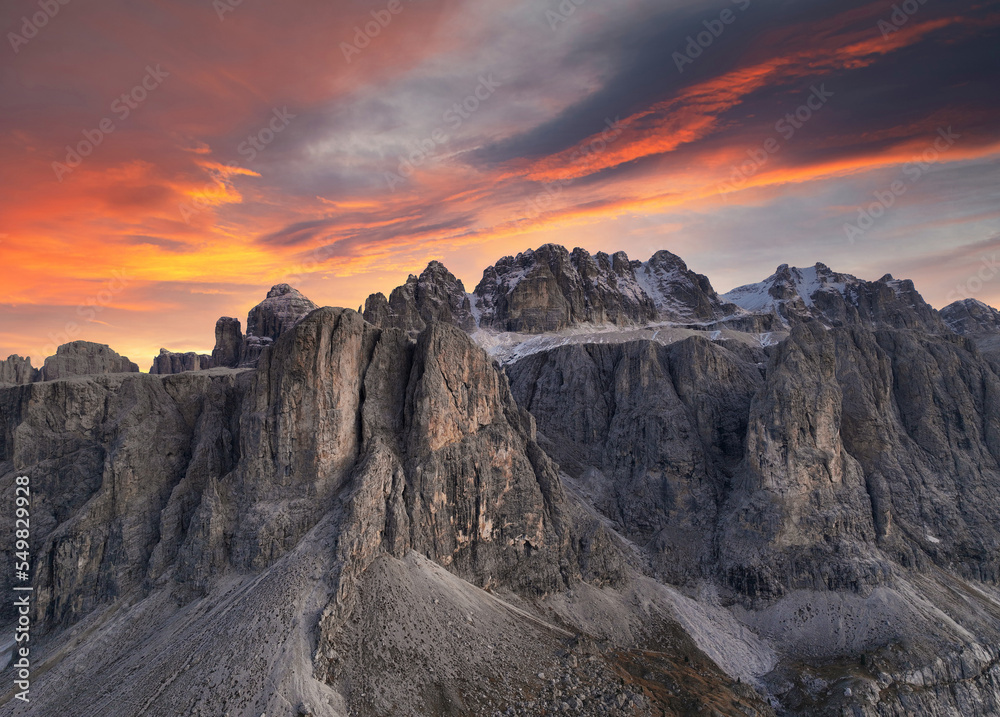 Beautiful sunset over the mountains - dolomites