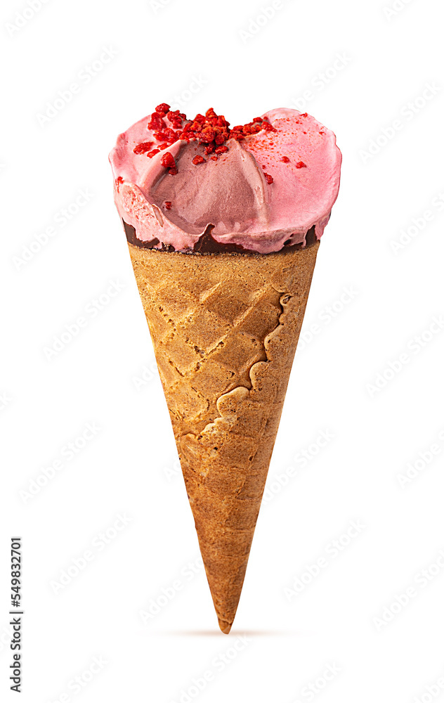 strawberry ice cream in a waffle glass strawberry ice cream in a waffle glass