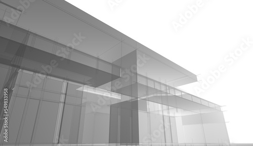 Concept architectural 3d illustration. Modern building 3d rendering