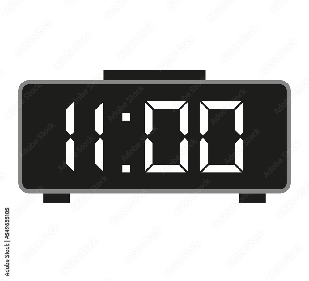 11 hours alarm clock. Time stamped vector. Clock flag marking time 11 hours alarm clock. Time stamped vector. Clock flag marking time