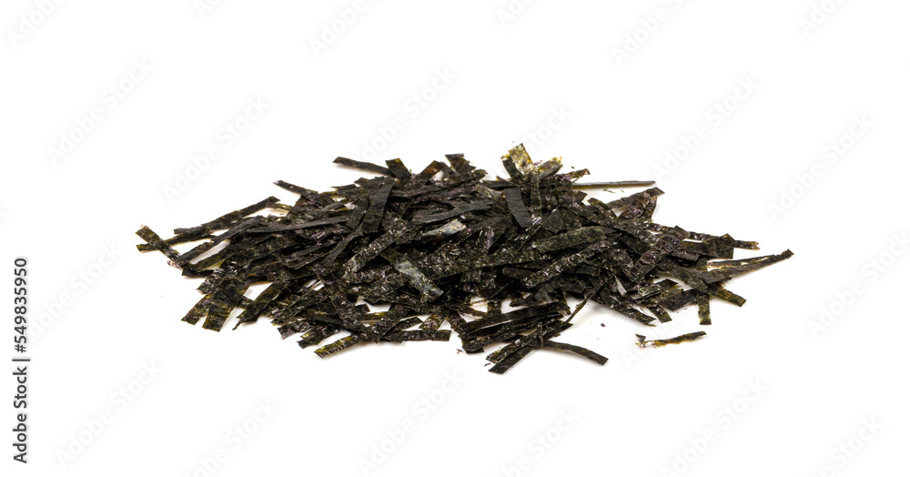 Nori Flakes Isolated, Dried Aonori Seaweed Flakes, Dry Sea Weed