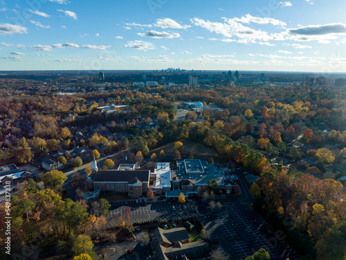 Aerial view of Atlanta buildings from Dunwoody during the fall photo