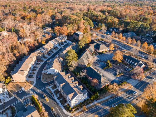 Aerial view of typical suburban houses in Atlanta Metro Area photo