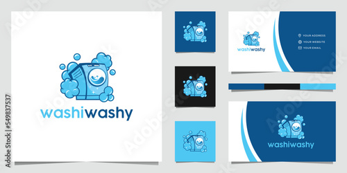 Modern Laundry Washing Machine Logo Design
