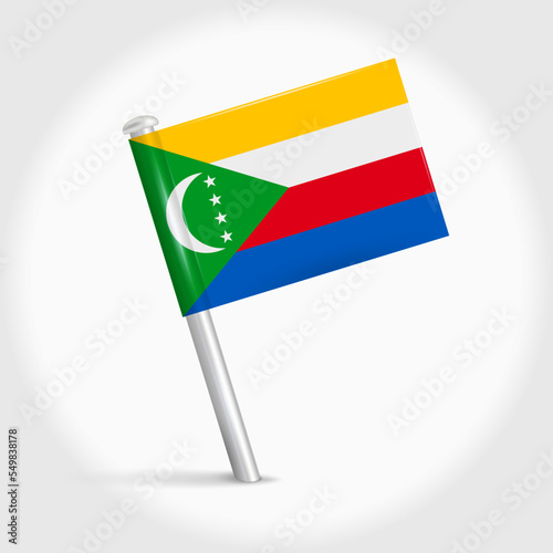 Free Download Comoros map pin flag. 3D realistic vector illustration - GFXLoad