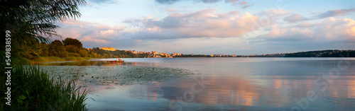 panoramic landscape outside the city of Ternopil, lake and nature