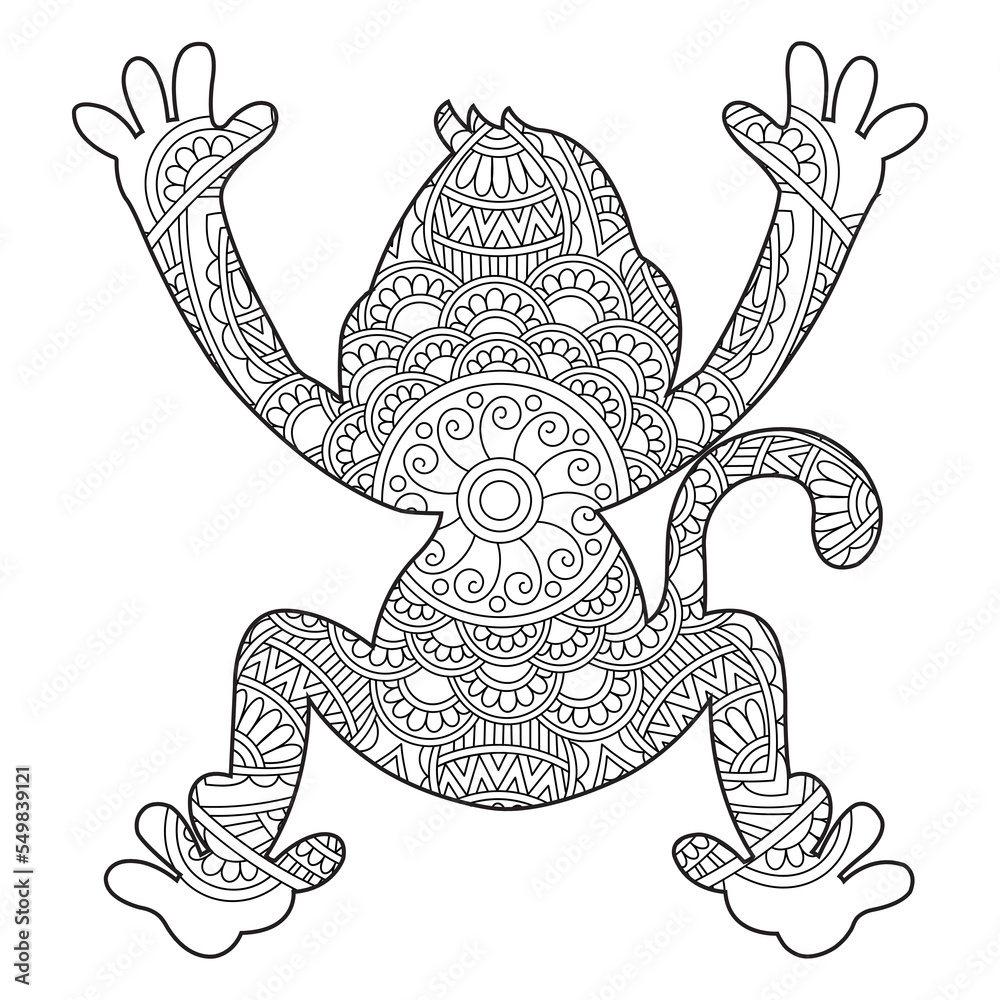  Zentangle monkey mandala coloring page for adults christmas monkey and 