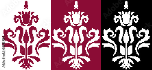 Render 3d decorative ornament floral pattern of qatar shawls on logo football world cup. High quality 3d illustration