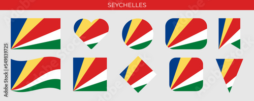 Seychelles national flag. Vector illustration isolated on white background