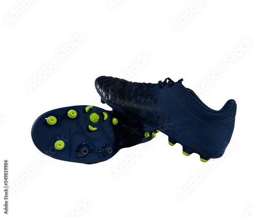 Cuadro en lienzo Close-up of football shoes with cleats ready for a soccer match
