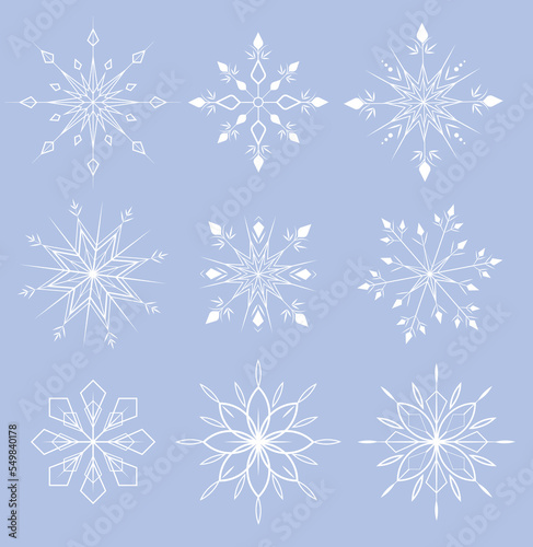 set of snowflakes elements perfect for new year christmas and winter, patterm elements.