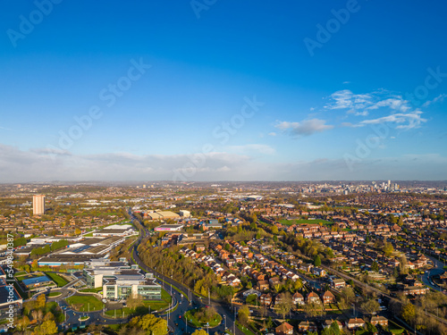 Aerial view over Beeston a suburb of Leeds in West Yorkshire