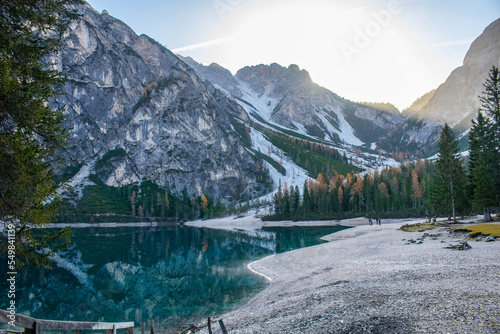 Lago di Braies in Dolomite mountains