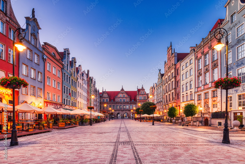 Old Square with Swiety Duch Gate in Gdansk at Dusk, Poland