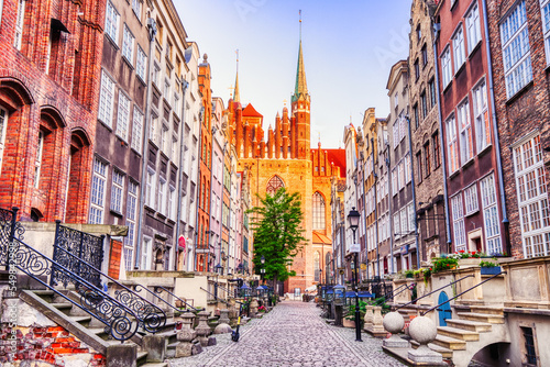 Famous Mariacka Street with Basilica of St. Mary in the Background, Gdansk, Poland