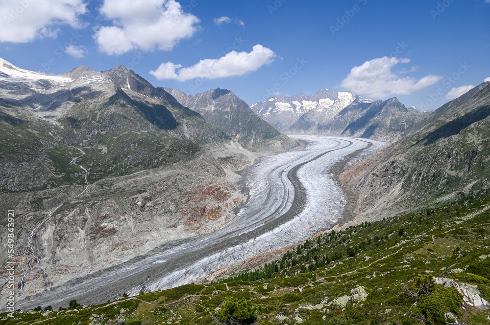 View on Altsch glacier in the alps View on Altsch glacier in the alps