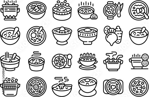 Borsch icons set outline vector. Beet food. Cook