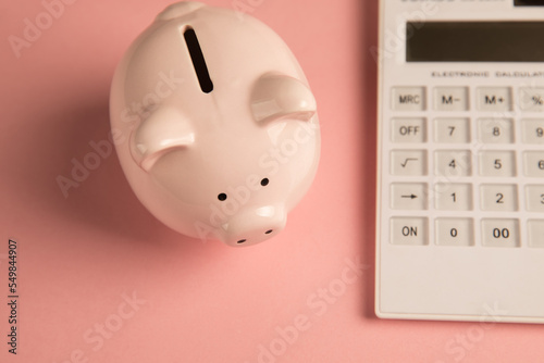 Piggy bank and calculator