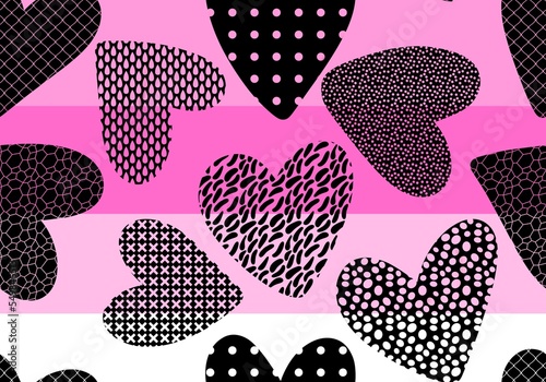 Valentines hearts seamless cartoon pattern for wrapping and kids clothes print and fabrics and gift box