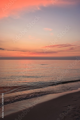 Colorful summer landscape with a water theme. Baltic Sea in Poland against the beautiful sky.