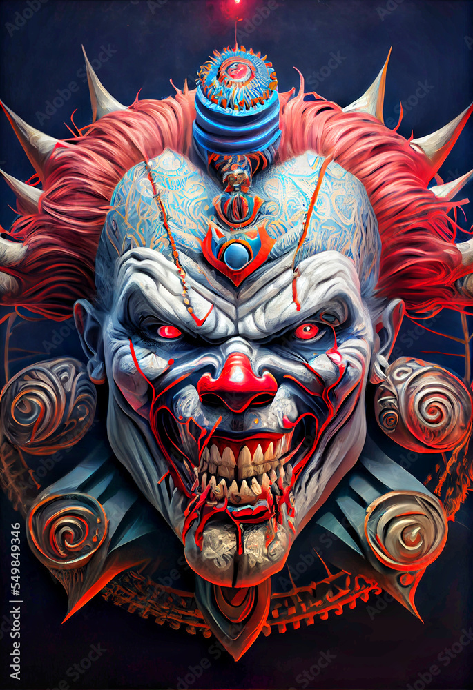 Obraz premium Midjourney abstract render of an evil clown