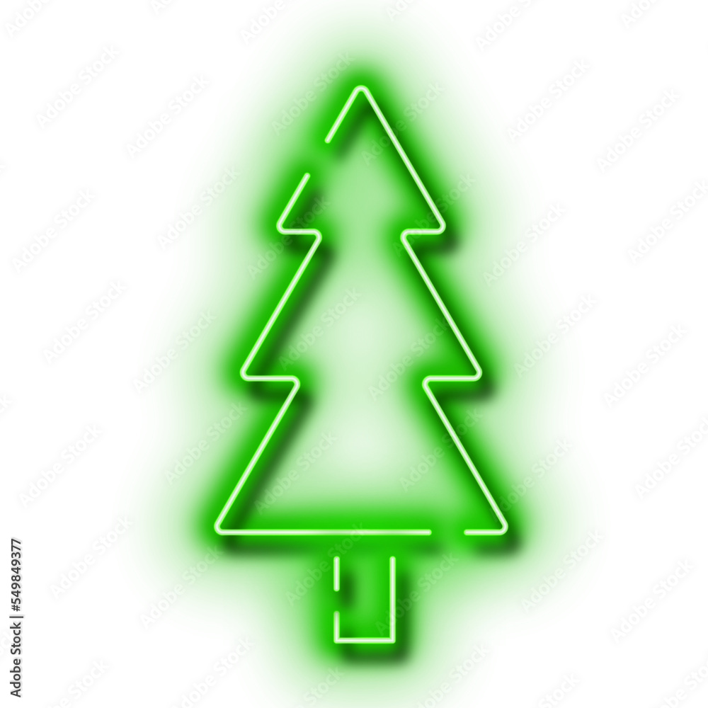 Green Neon Glowing Christmas Tree Icon. Decoration Design Element. Green Neon Glowing Christmas Tree Icon. Decoration Design Element.