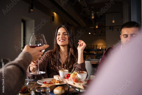 Beautiful women toasting with friends
