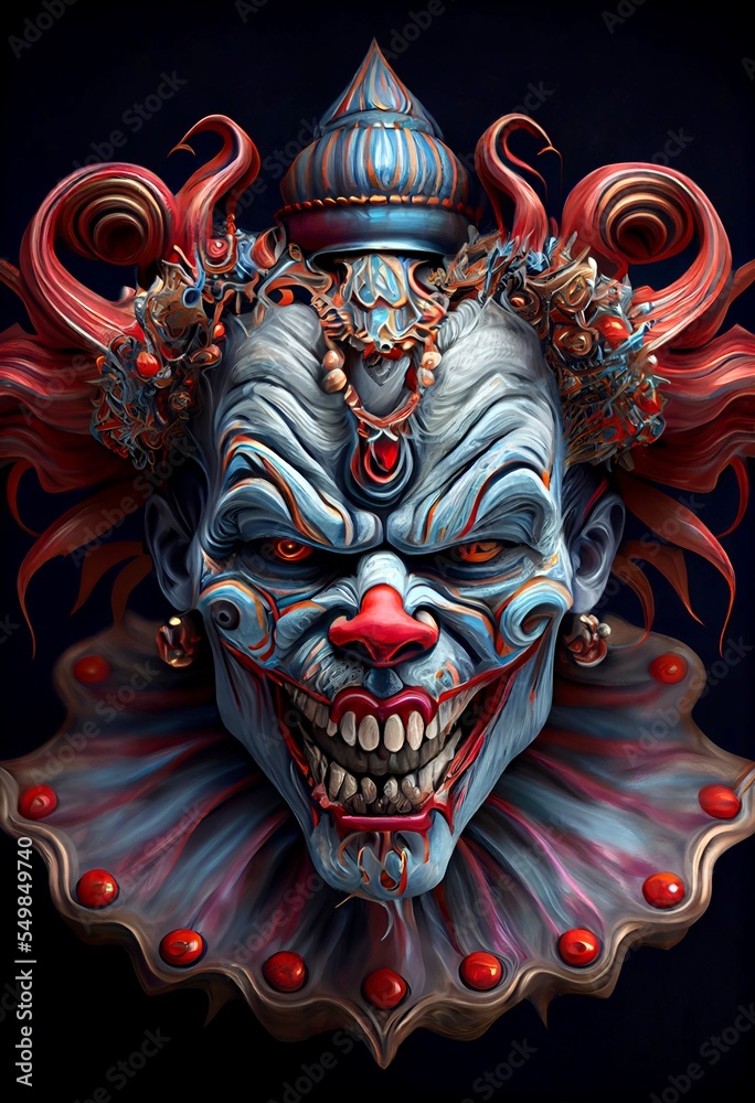 Fototapeta premium Midjourney abstract render of an evil clown