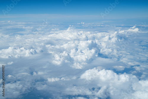Clouds from above with blue background.