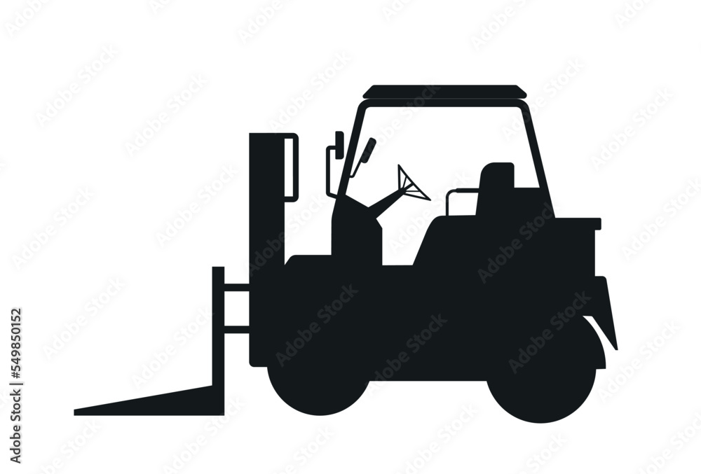 Naklejka premium Construction equipment icon. Loader, equipment for working with goods and parcels in warehouse. Transportation and logistics, online shopping and home delivery. Cartoon flat vector illustration