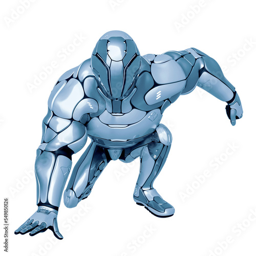 sci fi astronaut cartoon ready for action in a white background