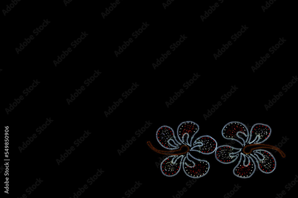 light ornament decorative background on black night background