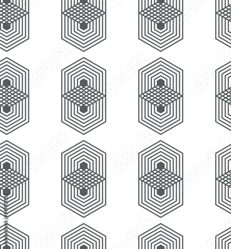 Vector illustration. The texture of the contour hexagon. Grey, black and white geometric seamless pattern. Mosaic abstract background. Hexagonal repeating geometric polygon texture.