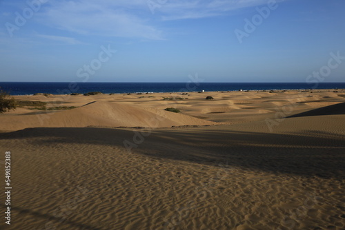 The Maspalomas dunes are sand dunes located on the southern coast of the island of Gran Canaria in the Canary Islands