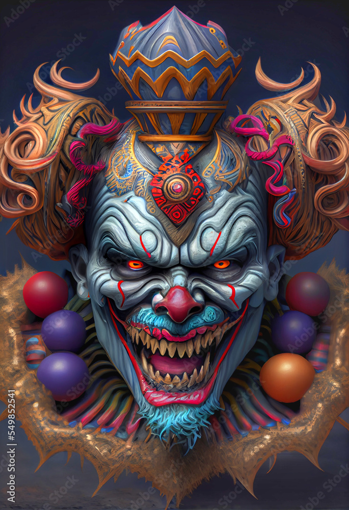 Naklejka premium Midjourney abstract render of an evil clown