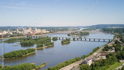 Bild auf Leinwand Bridges across the Susquehanna River in Harrisburg, Pennsylvania