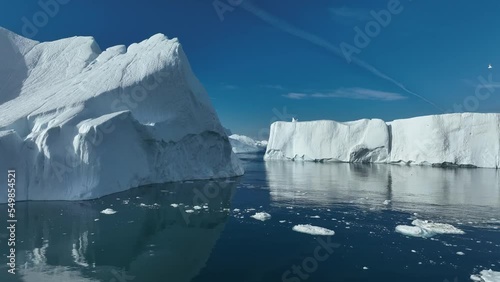 big icebergs in sunny day photo