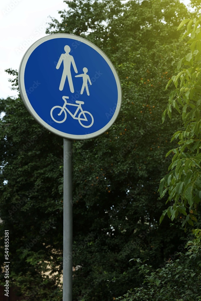 Traffic sign cyclists and Pedestrians Only in park