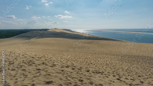 Sandy dune du Pilat, the biggest sand dune in Europe with the pine forest, Arcachon, Nouvelle-Aquitaine, France