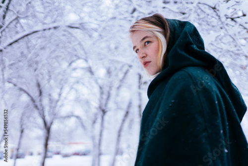 Girl On A Walk In Snowy Weather