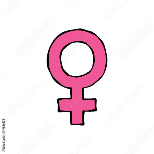 female symbol doodle icon, vector hand drawn illustration