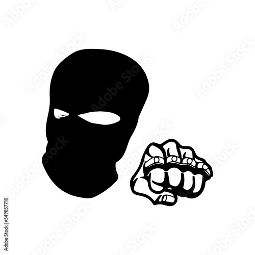 vector illustration of balaclava and fist