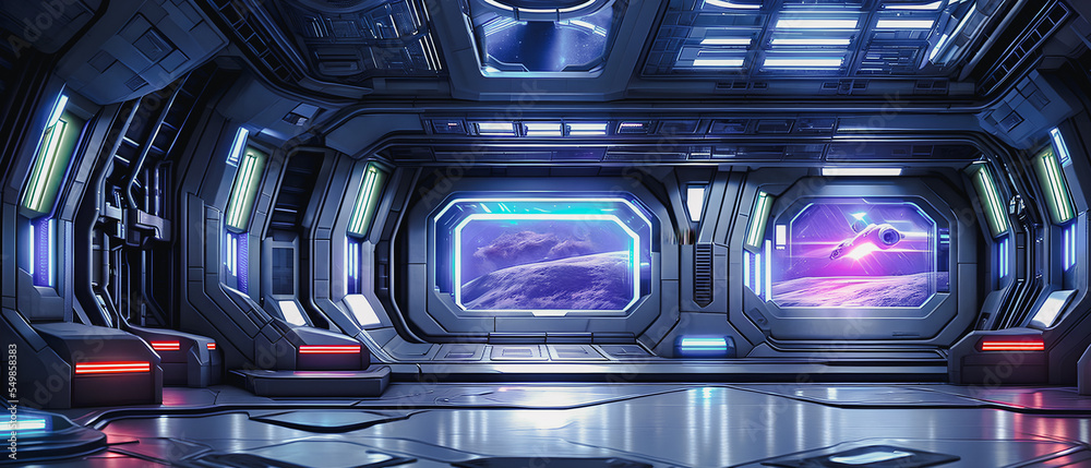 Artistic Concept Painting Of A Futuristic Space Station Interior 