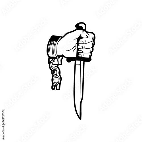 vector illustration of a hand holding a knife